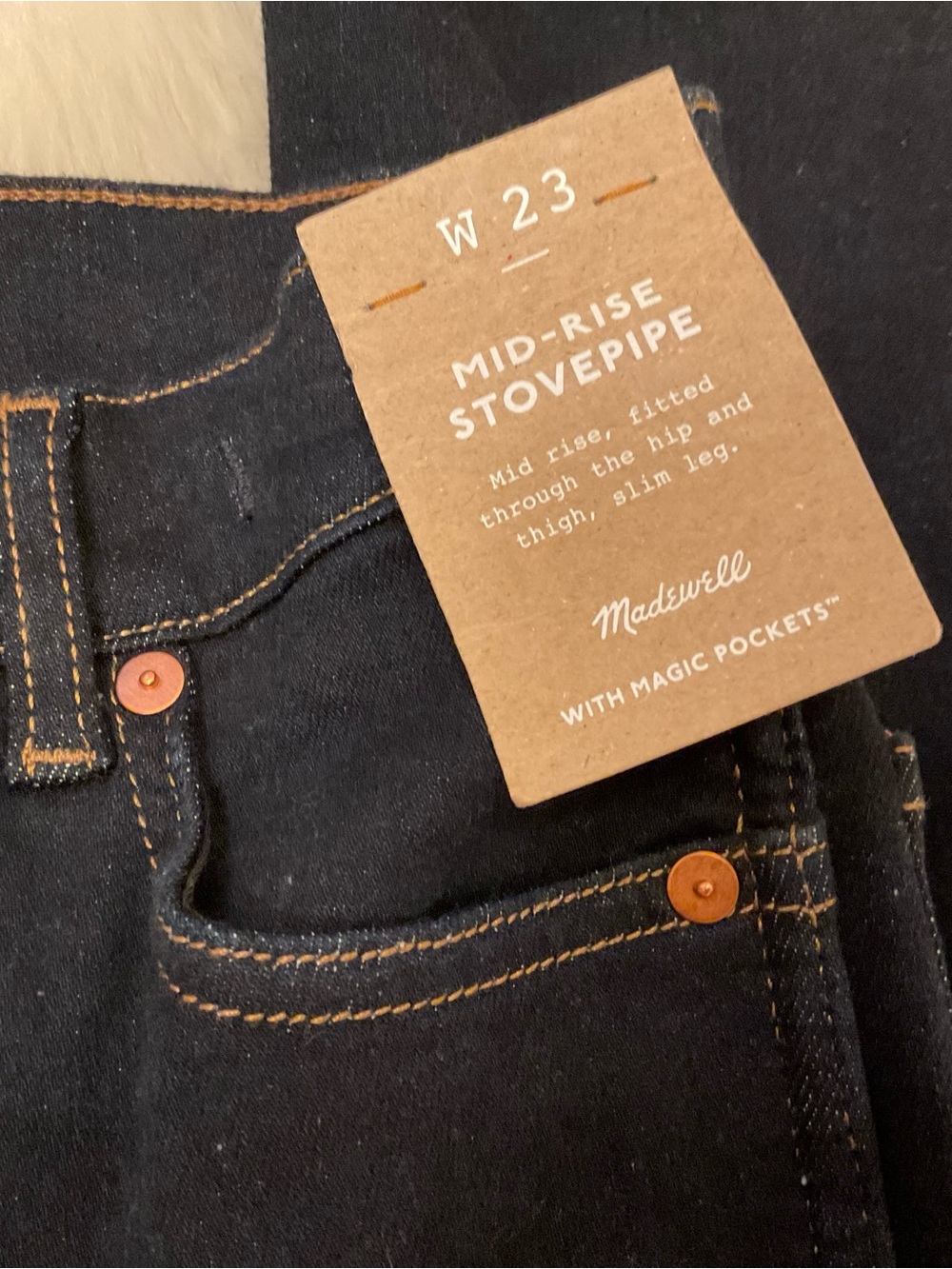 Madewell Mid-Rise Stovepipe Jeans - NWT - Size 23 - Picture 6 of 12